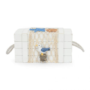 Caja baúl de madera mdf con apliques, para ahumado