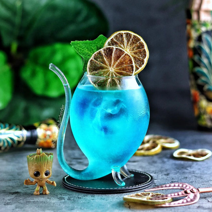 Copa de cristal con pajita para cóctel, vaso creativo de 300ml