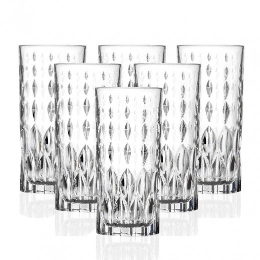 Set De 6 Vaso Largo En Cristal Rcr Marilyn 35 Cl