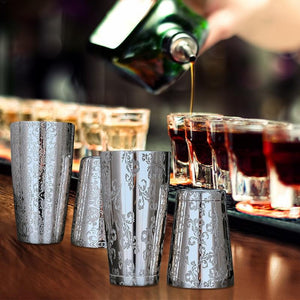 Coctelera Boston HIEDRA 28/18 con grabado creativo, acero inoxidable.