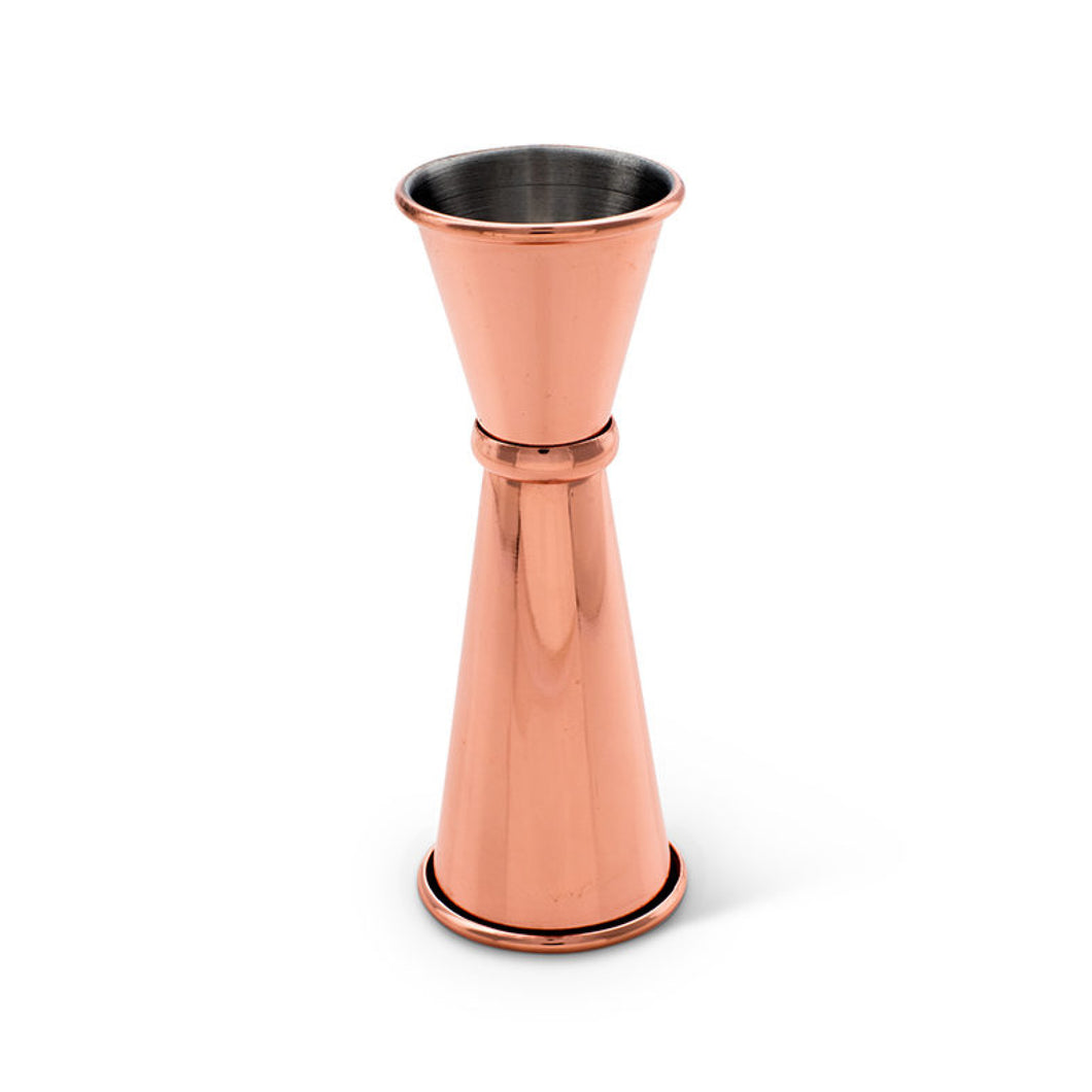 Jigger doble con banda chapada en cobre 1 y 2 oz.