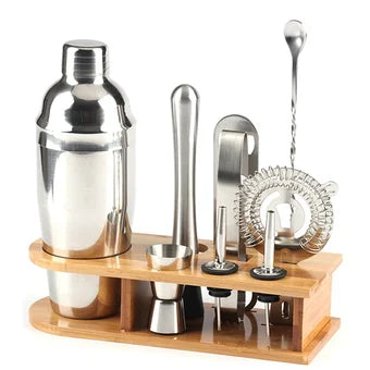 Kit Barman Acero Inoxidable 10 piezas con soporte